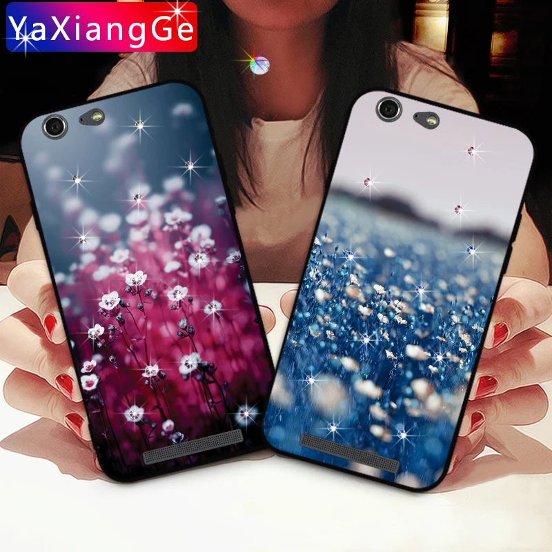 

Flower Shine Sticky Diamond Cases For Gionee Marathon M5 Lite S6S S7 TPU silicone Cover For Highscreen Power Rage / Ice