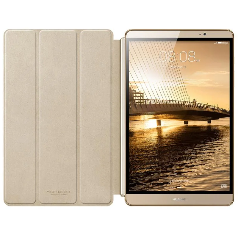 Официальный huawei MediaPad M2 8,0 чехол Sleep Wake 3 складной Флип кожаный чехол Официальный передний флип-чехол Funda Smart Dormancy - Цвет: Gold