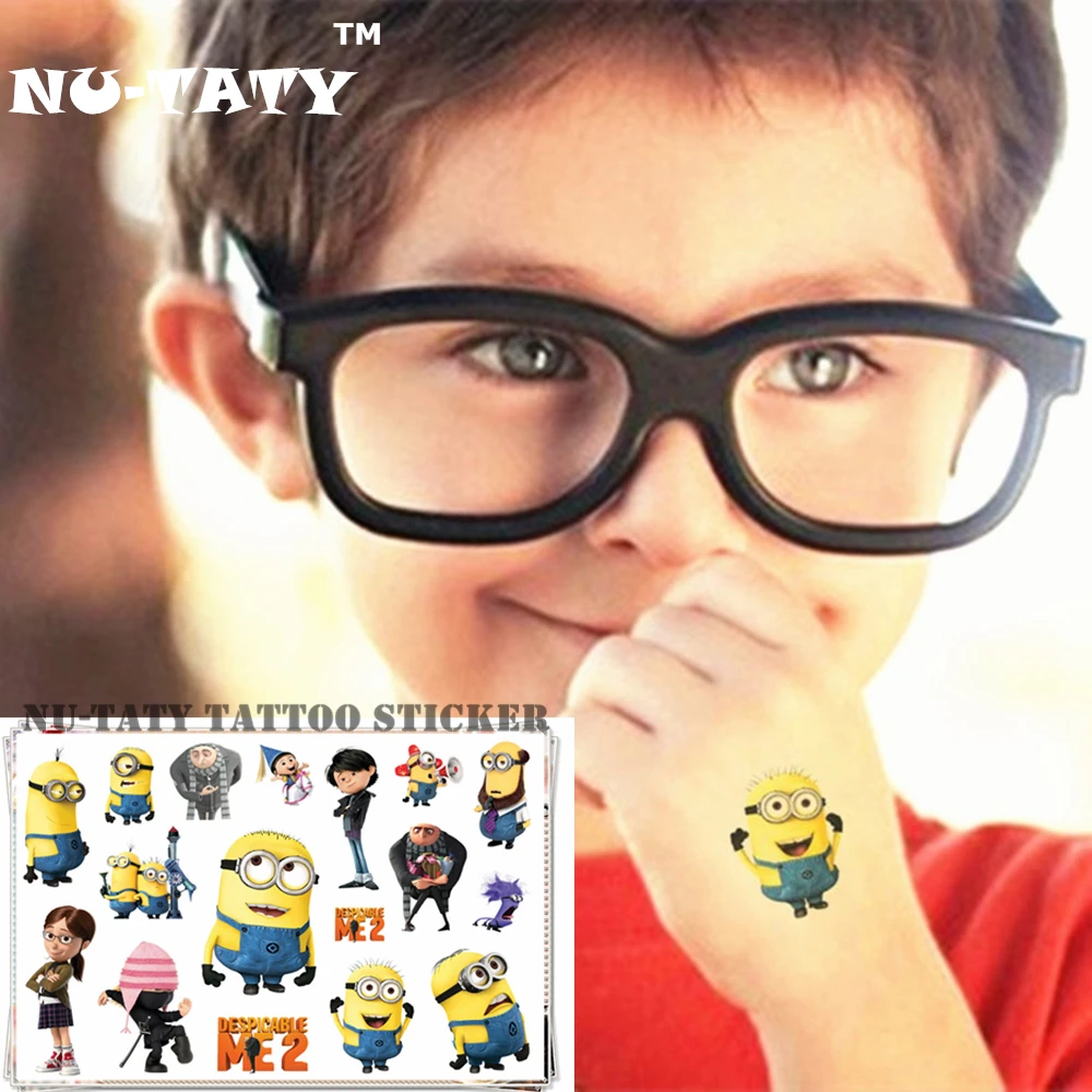 Nu Tatyベッカムミニオンおもちゃ防水一時的な入れ墨17 10センチメートルボディアートフラッシュ漫画子供タト怪盗グルーの月泥棒ステッカー子供 Waterproof Temporary Tattoos Temporary Tattoobody Art Aliexpress