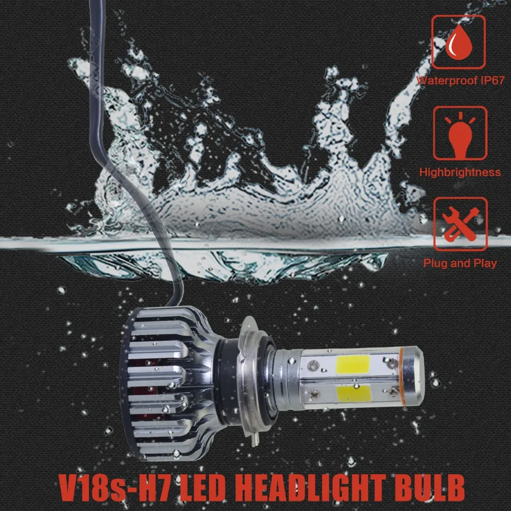 

LOAUT Uniqe 4 Side H7 LED Headlight 3000K 6000K 8000K 3 Color Temperature V18S 8000LM 80W Head Lamps KIT Front Bulb Automobiles