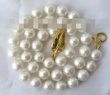 

stunning 10-11mm round white freshwater cultured pearl necklace s1251