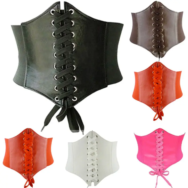 

Hirigin 2019 Women Leather Body Shaper Buckle Waistband Elastic Extra Wide Corset Tie High Waist Slimming Belt