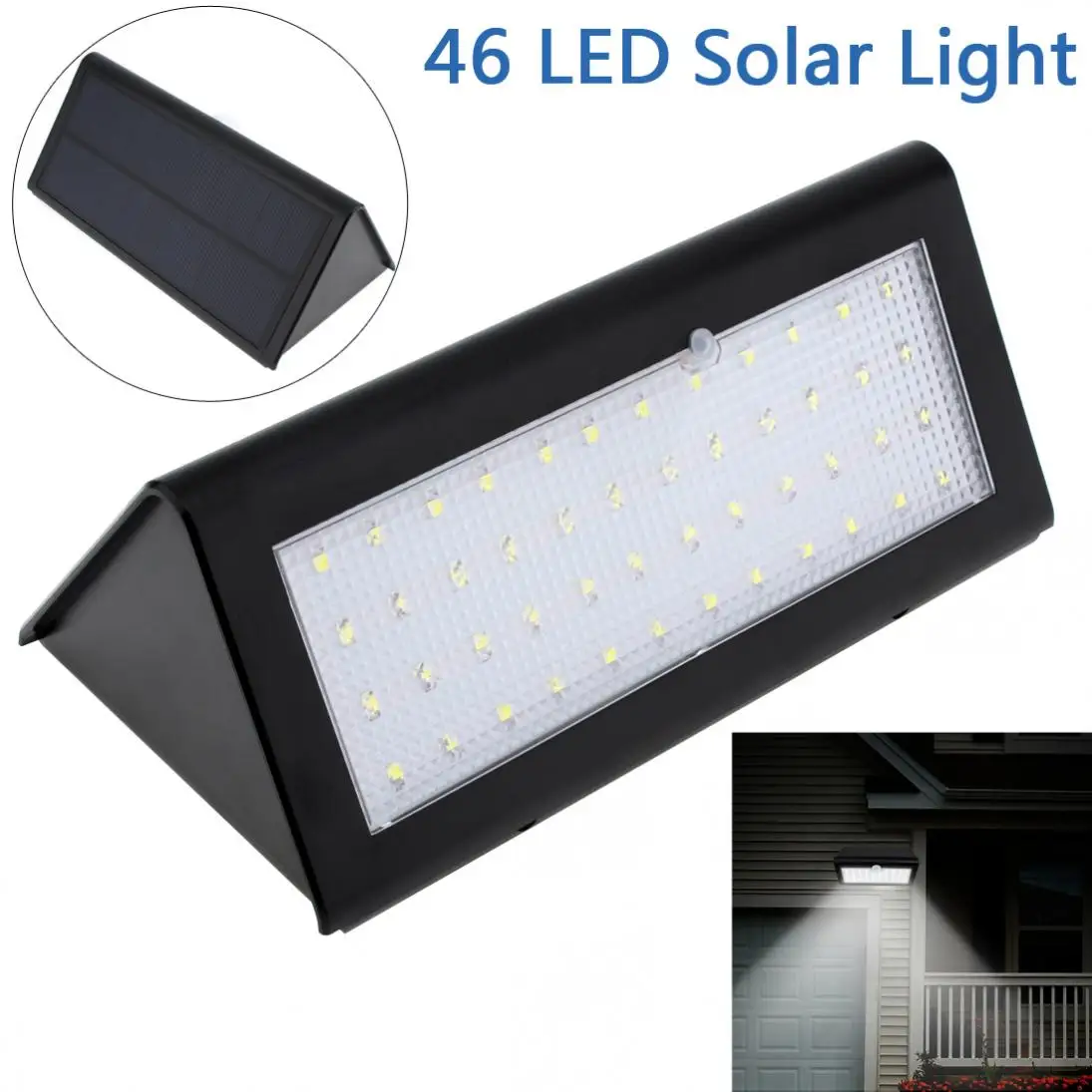 

Outdoor Powered 46 LED Solar Light Waterproof IP65 PIR Motion Sensor Wall Lamp with Light Control for Garden / Pathway / Fence