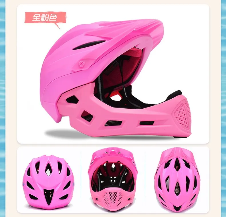 Съемный горный DH Балансирующий велосипедный шлем MTB вниз холм велосипедный шлем полностью покрытый Многофункциональный защитный Детский велосипедный шлем - Цвет: Розовый