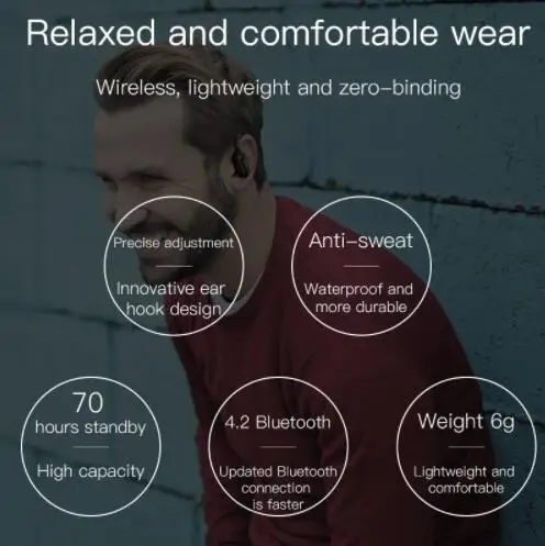 HOCO E26 спортивные мини наушники Bluetooth ушные крючки супер бас беспроводная