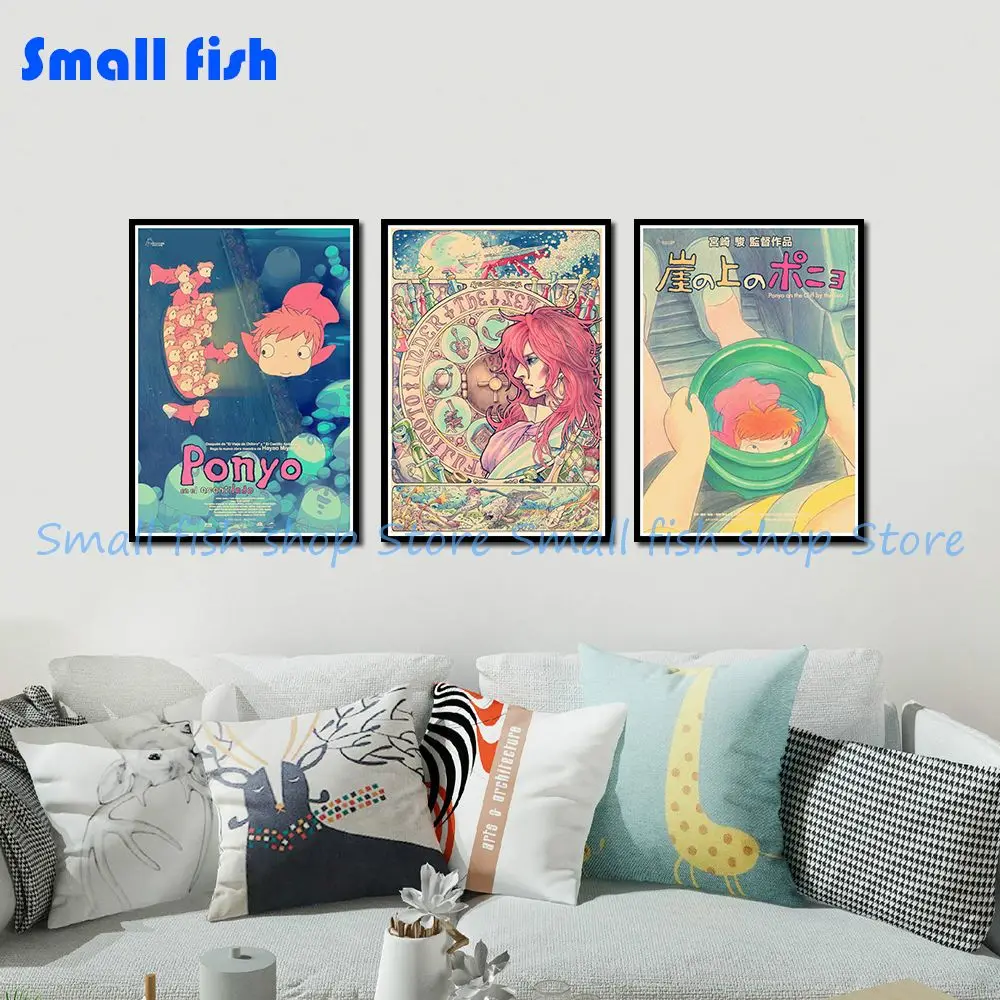 

Ponyo poster classic old movie vintage poster retro nostalgia kraft paper wall stickers Home 42*30 cm