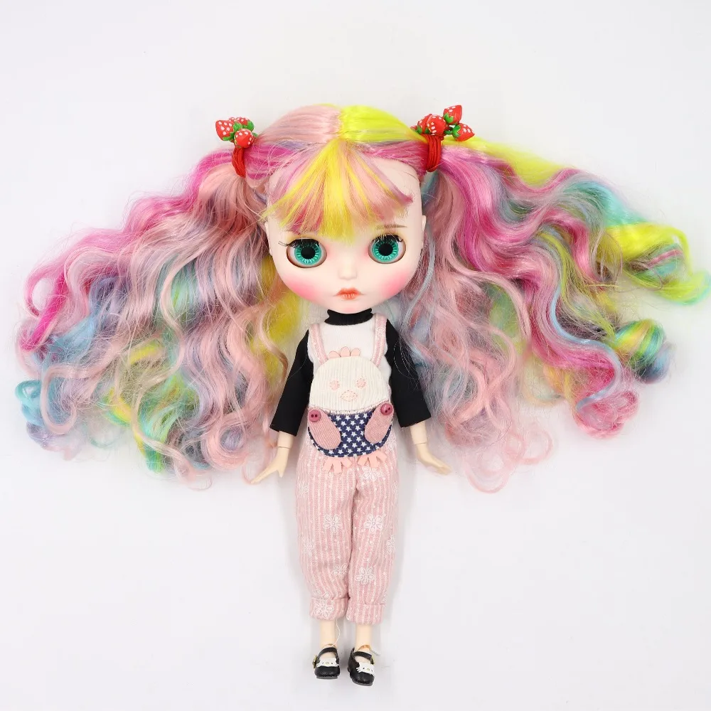 Leah - Premium Custom Neo Blythe Muñeca con cabello multicolor, piel blanca y cara mate mate 4