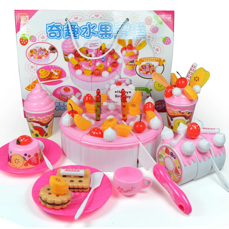 73pcs/set Pretend Play Food Cake DIY Classic Food Toy Plastic Cutting