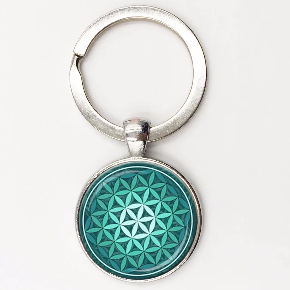 Кулон цветок жизни Teal Green Aqua духовные украшения вдохновляющее ожерелье