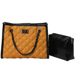 2018 цепь винтажная кожаная женская сумка стеганая решетка сумка-мессенджер женская сумка на плечо большая верхняя ручка сумка для