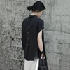 [EAM] Women White Linen Back Button Big Size Blouse New Satnd Collar Short Sleeve Loose Shirt Fashion Spring Summer 2022 JQ934 ► Photo 2/6