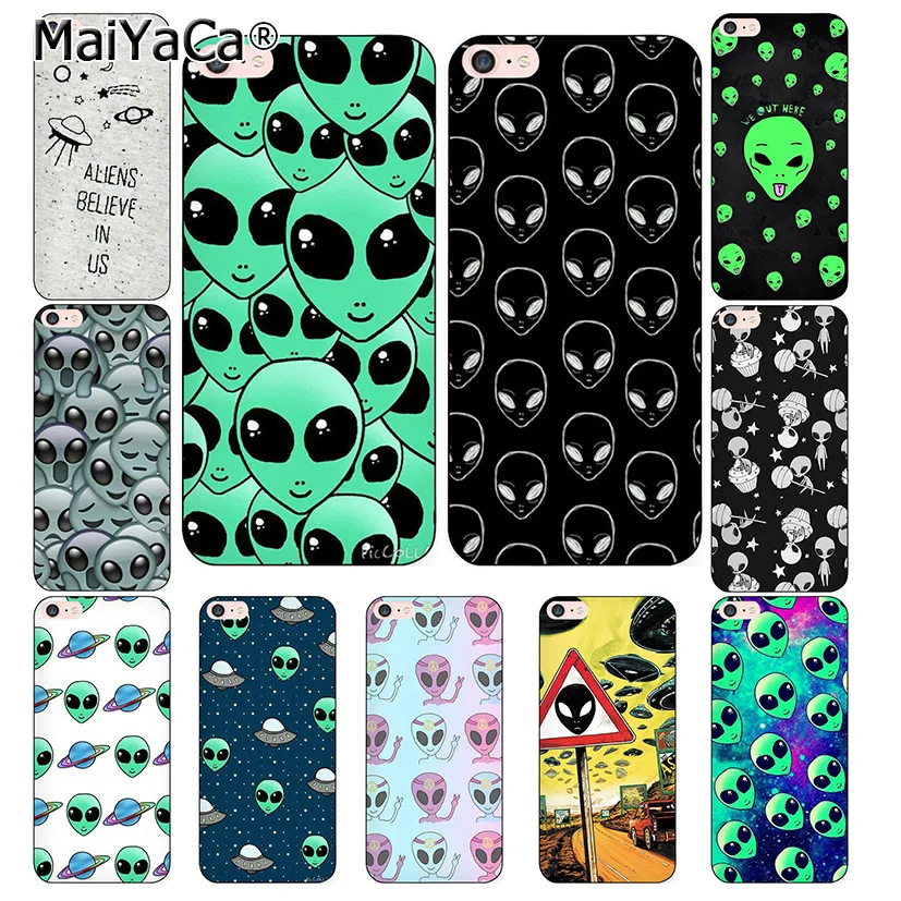 

Laumans Alien Believe UFO ET cute Emoji phone Case for iphone 7 7Plus silicone Case For iphone X 6 6s 6Plus 6splus 8 8plus cover
