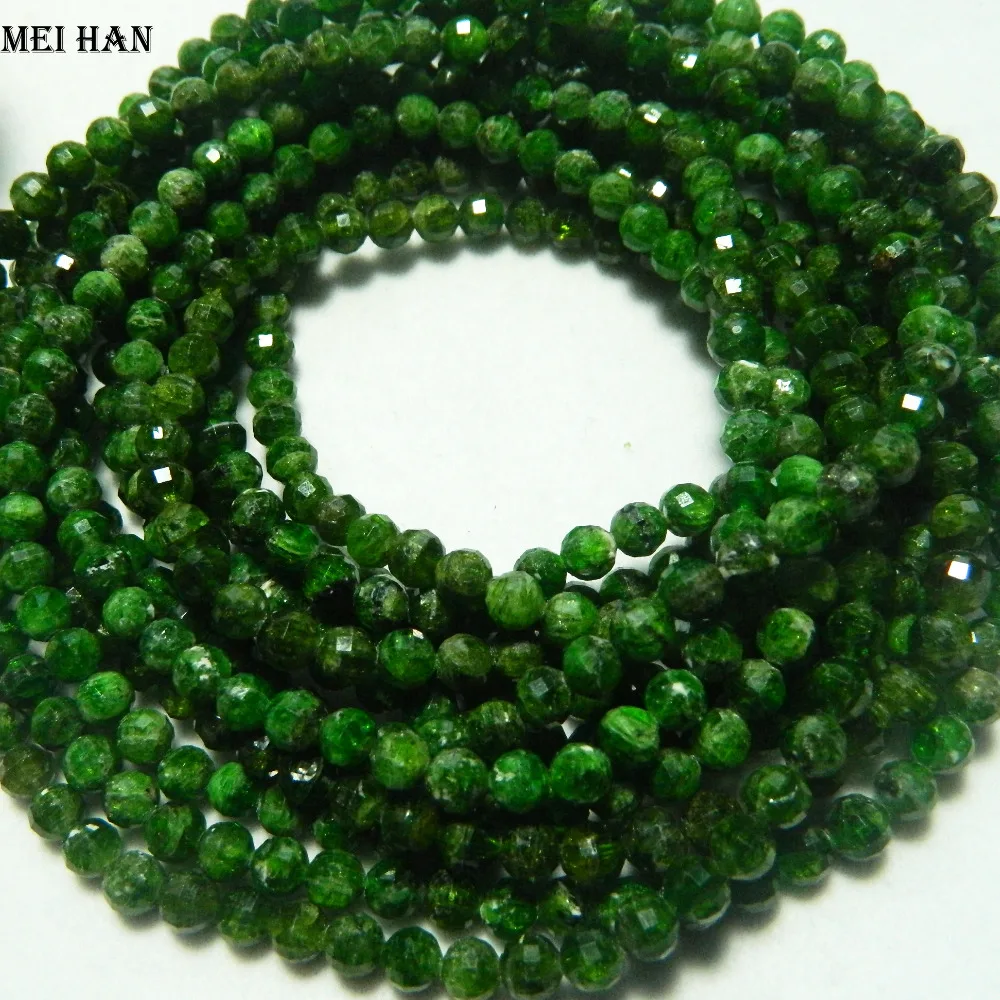 

Wholesale (95 beads/set/25g) natural 5.5-5.8mm A green chrome diopside facted round loose stone beads for jewelry DIY making
