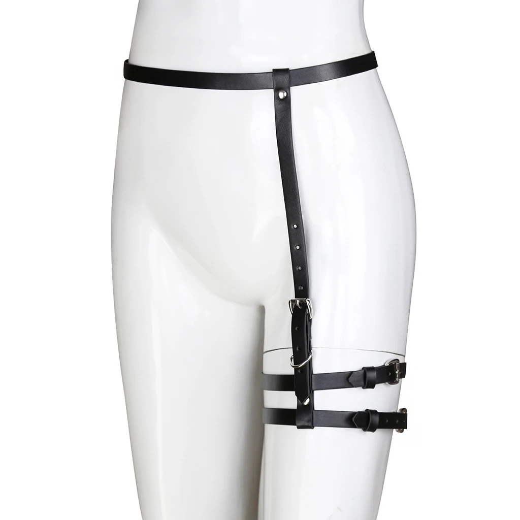 Women's PU Leather Body Harness Belt Adjustable Punk Waist Leg Garter Belt GR 