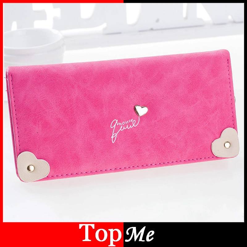 

Fashion Women Wallets Matte PU Leather Cute Heart Lady Purses Cards Holder Zipper Handbags Coin Purse Clutch Female Wallet Burse