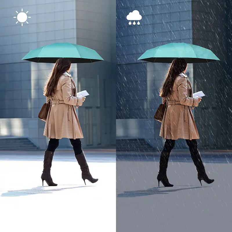 Brand High Quality Black Coating Automatic Umbrella Reverse Fashion Color 3 Folding Sunny Inverted Car Umbrella Rain Women Men 