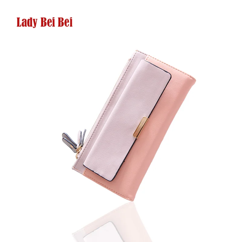 Lady Bei Bei Fashion Women Wallets Long Patchwork PU Leather Wallet Female Double Zipper Clutch Coin