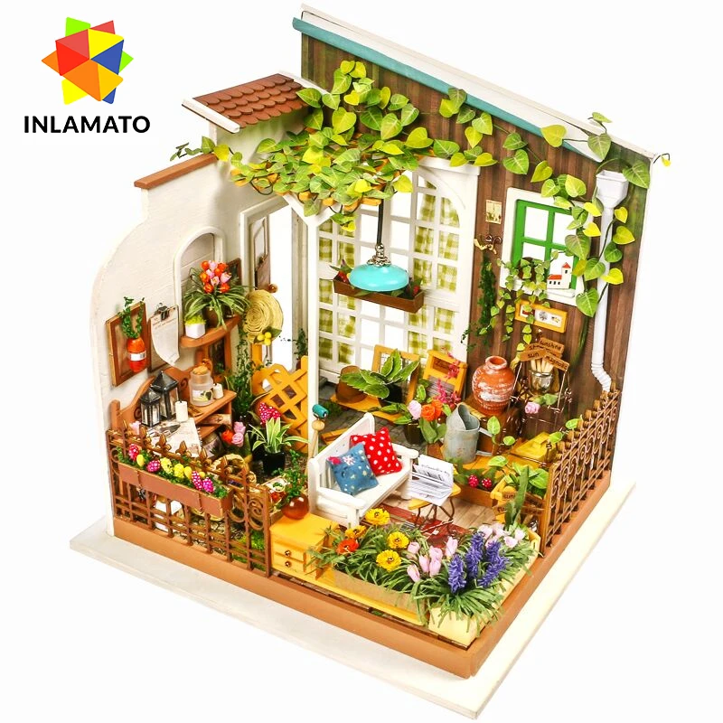 

INLAMATO 1/24 Scale DIY Doll House Miniature With Furniture Miller's Garden Children's Gift Wooden Dollhouse Toy Decor Craft