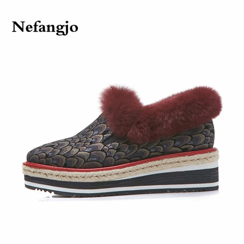 

Nefangjo 2018 New European and American Deep Mouth Head Sleeve Footwear with Slope heel Fashion Non - slip Women's Shoes