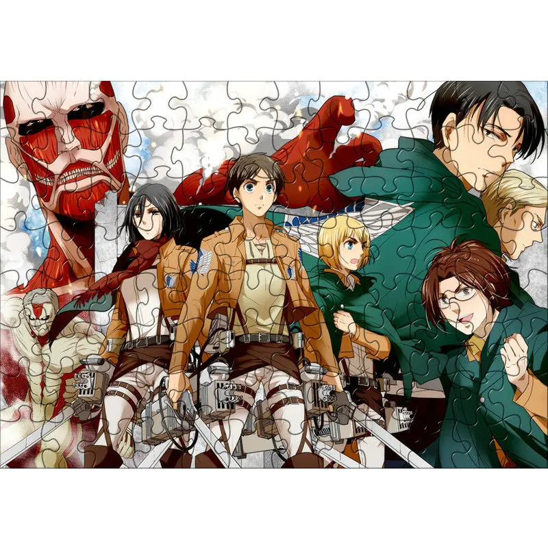 120pcs/set Attack on Titan DIY Paper Puzzle Anime Toys Education Juguetes Jigsaw Puzzles toys for Kids