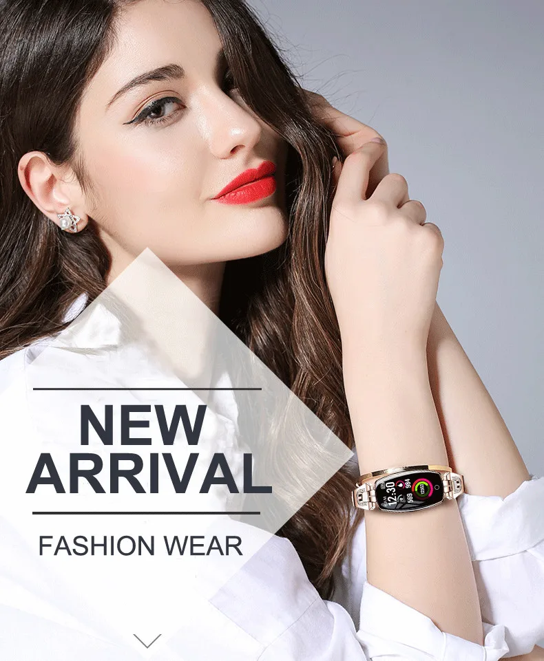 696 H8 Smart watch Women Lady Smart Watch Bracelet Fashion Wear Stainless Steel Strap Jewel Watch for Android IOS for