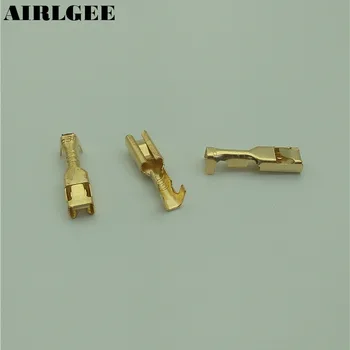 

100 Pcs Gold Tone 3mm Wide Female Spade Crimp Terminal Connectors Free shipping