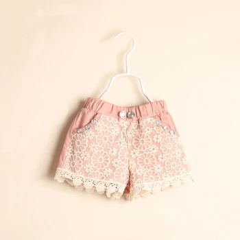 

Girls Shorts 2017 Summer Lace Flower Girl Short Pants Ruffle Kids Trousers Baby Girls Pants Board Shorts Children Clothing Pink