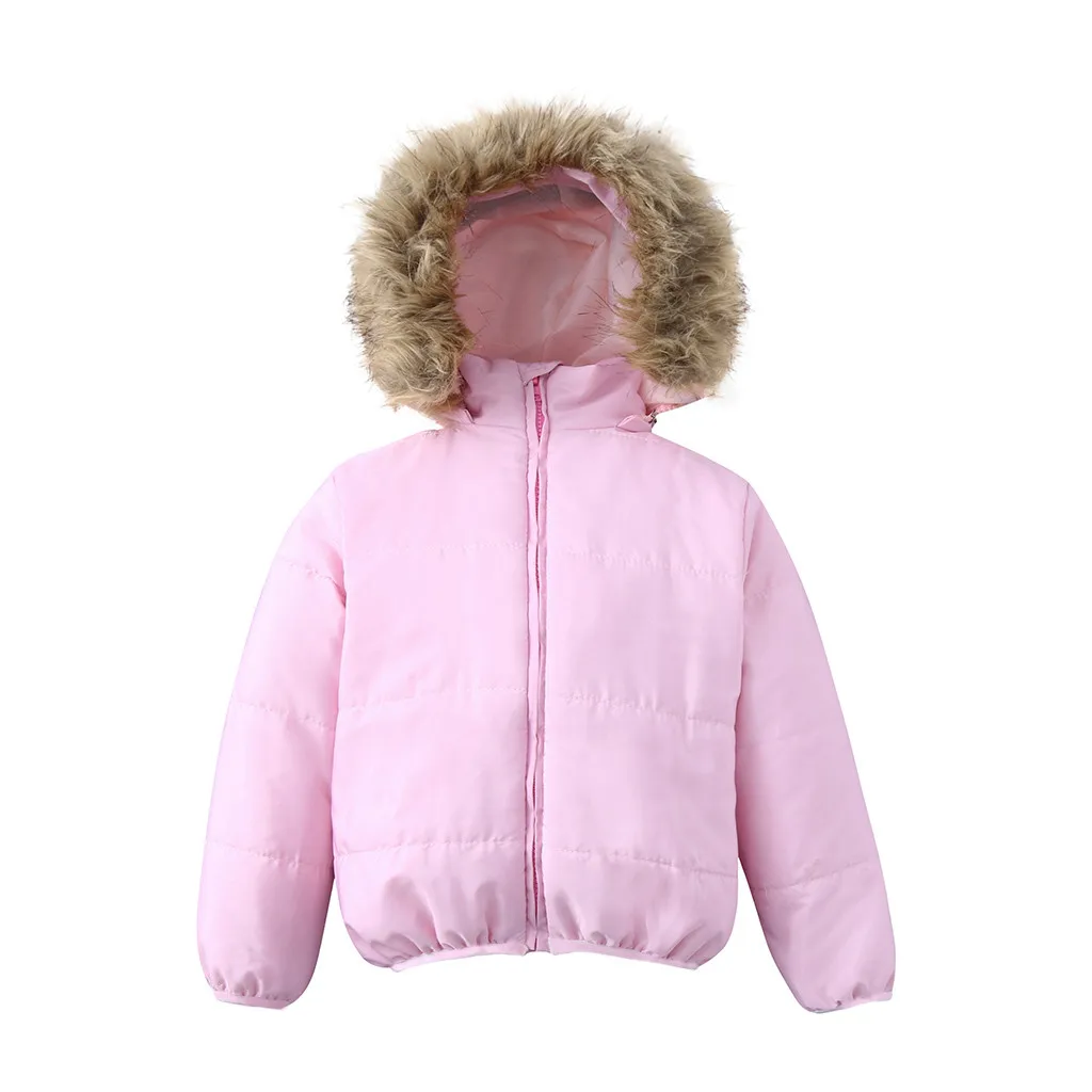 Baby Girl Boy Clothes Kids Winter Jacket For Kids Girls Solid Hoodie Baby Winter Coat Cute Warm Baby Boy Winter Jackets Girls - Цвет: Pink