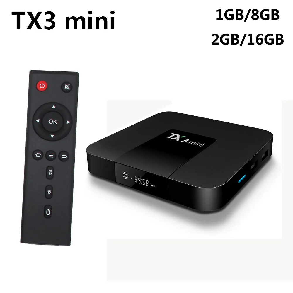 TX3 Мини ТВ коробка Android 7,1 2 ГБ DDR3 16 Гб EMMC Amlogic S905W четырехъядерный Android tv Box с светодиодный дисплей 4K HD Smart set top Box