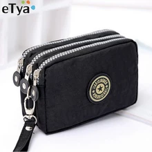 ETya, модный Портативный Женский кошелек, косметичка, кошелек для монет, мини-сумка с тремя молниями, женские кошельки, большая вместительность, чехол для телефона