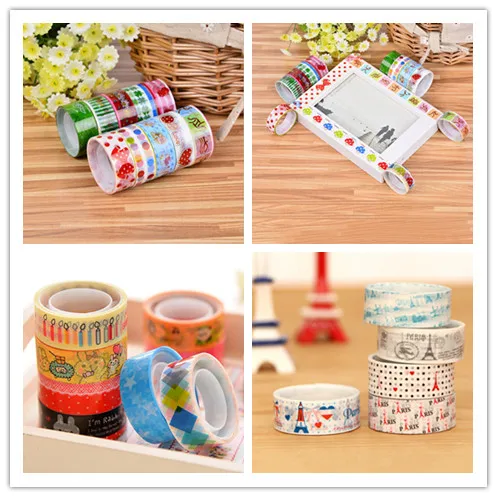 10Pcs Kawaii Lovely Cartoon Paper Scrapbooking Decorative Tape Adhesive Sticker Roll Random Pattern Wholesale | Дом и сад