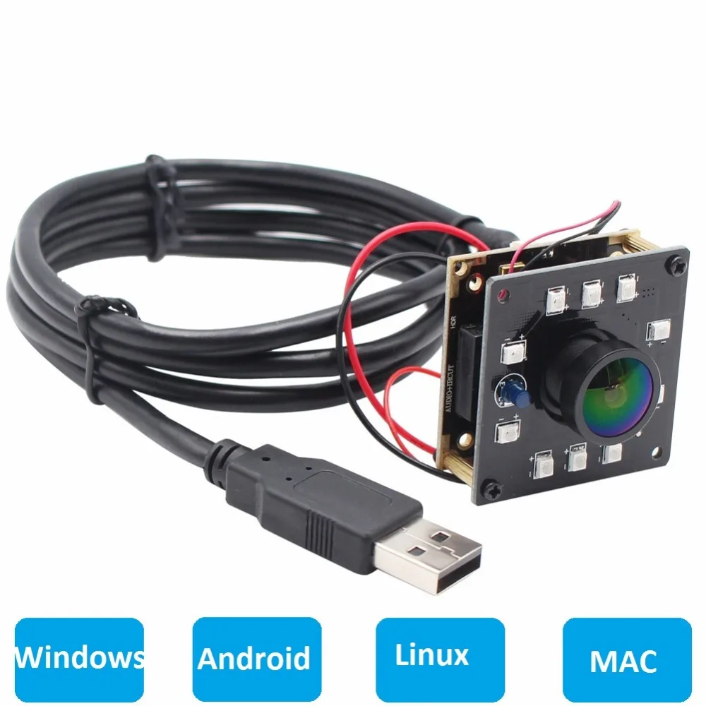  ELP High Speed 2MP CMOS OV2710 Module Wide View Angle Fisheye UVC Android Linux IR Led Board Night  - 32831755338