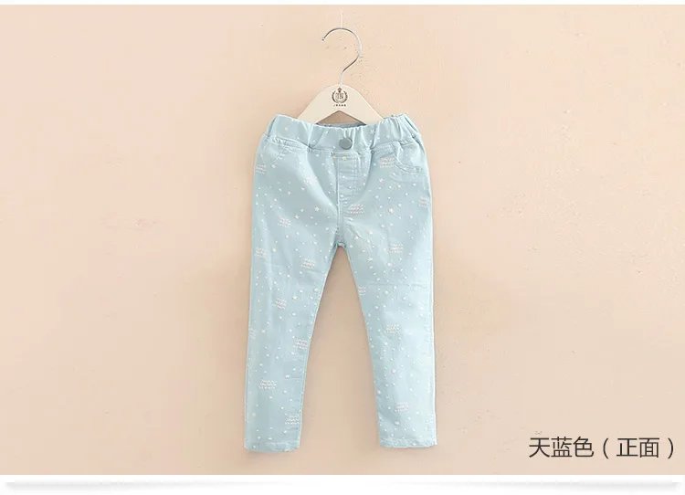 2018 3-12T Years Kids Children Cotton Solid Color Star Print Basic Elastic Capri Little Girl Tight Pants Spring Autumn Trousers (7)