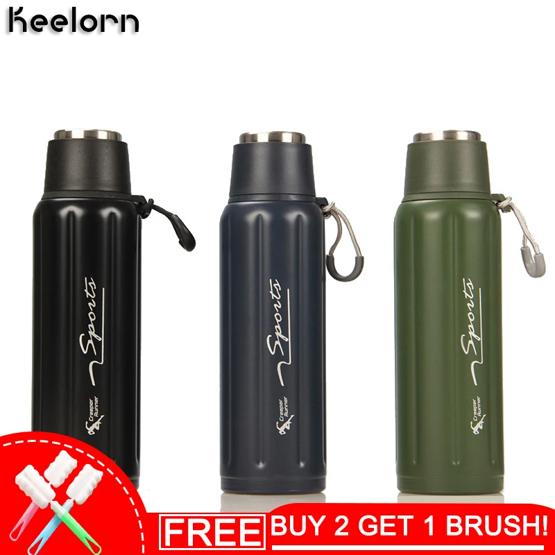 cheap Keelorn 500ML New Stainless Steel 304 Vacuum Flask Office Business Bullet Cup Mug Portable Thermal Outdoor Vacuum Cup Bottles