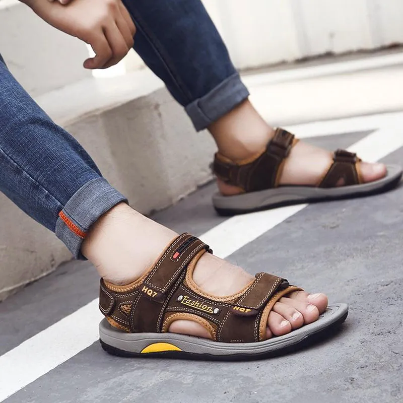 

Ecco 2019 Summer Fashion Men Flat Breathable Comfortable Sandals Beach Sandals Male Outside Non-slip Shoes Gladiator Shoes