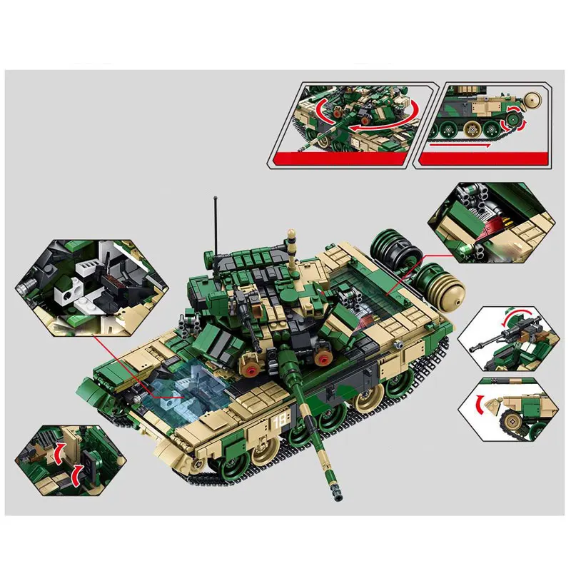 

Panlos 632005 Military Tank The T-90 Main Battle Tank Set Building Blocks Bricks Tanks Model Enlighten Boys Toys Christmas Gifts