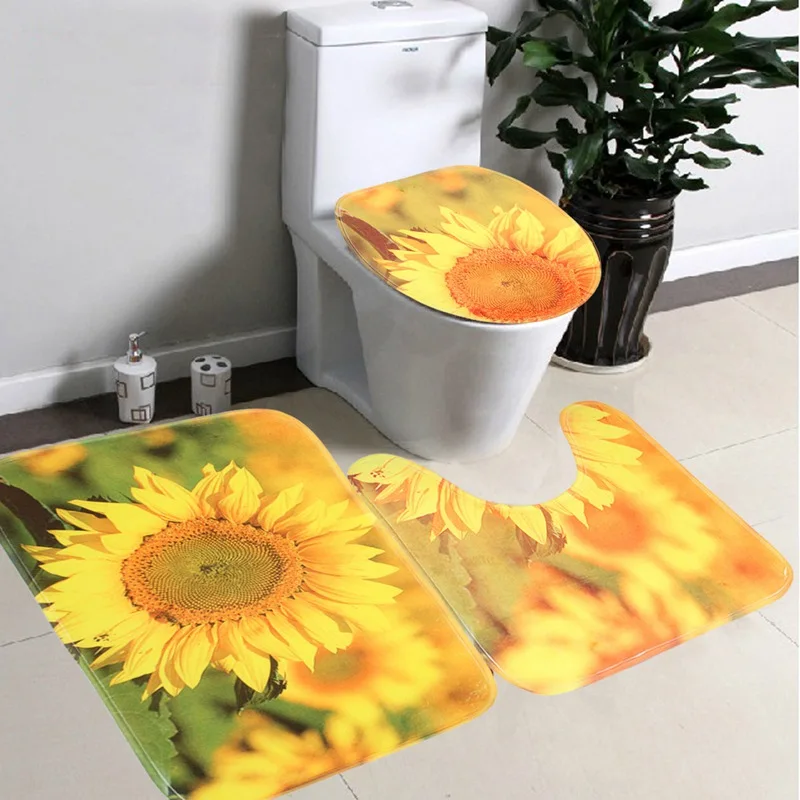 Online Get Cheap Sunflower Bathroom Set -Aliexpress.com Alibaba 3 PCs/ Set Bathroom Non-Slip Yellow Sunflowers Style Pedestal Rug + Lid Toilet - Online Get Cheap Sunflower Bathroom Set -Aliexpress.com Alibaba