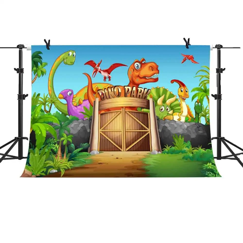 

MTMETY Dinosaur Backdrop Paradise Cartoon Background for Children's Birthday Party Photograph Video Studio Props