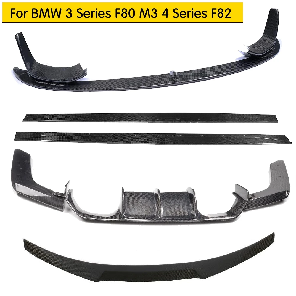 Для M3 M4 комплект кузова из углеродного волокна для BMW F82 M4 F80 M3 Комплект кузова задний диффузор задний спойлер багажника Передняя губная боковая юбка