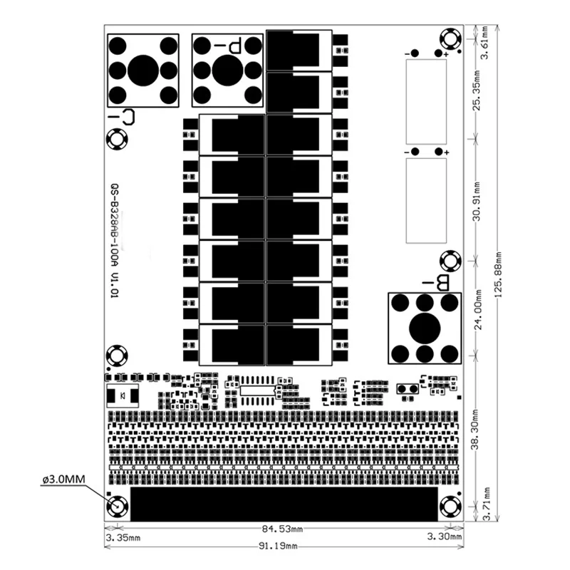 6S до 28S 100A BMS Регулируемый 89,6 V с балансировкой для электромобиля PCM 18650 Аккумулятор литиевый баланс зарядная плата