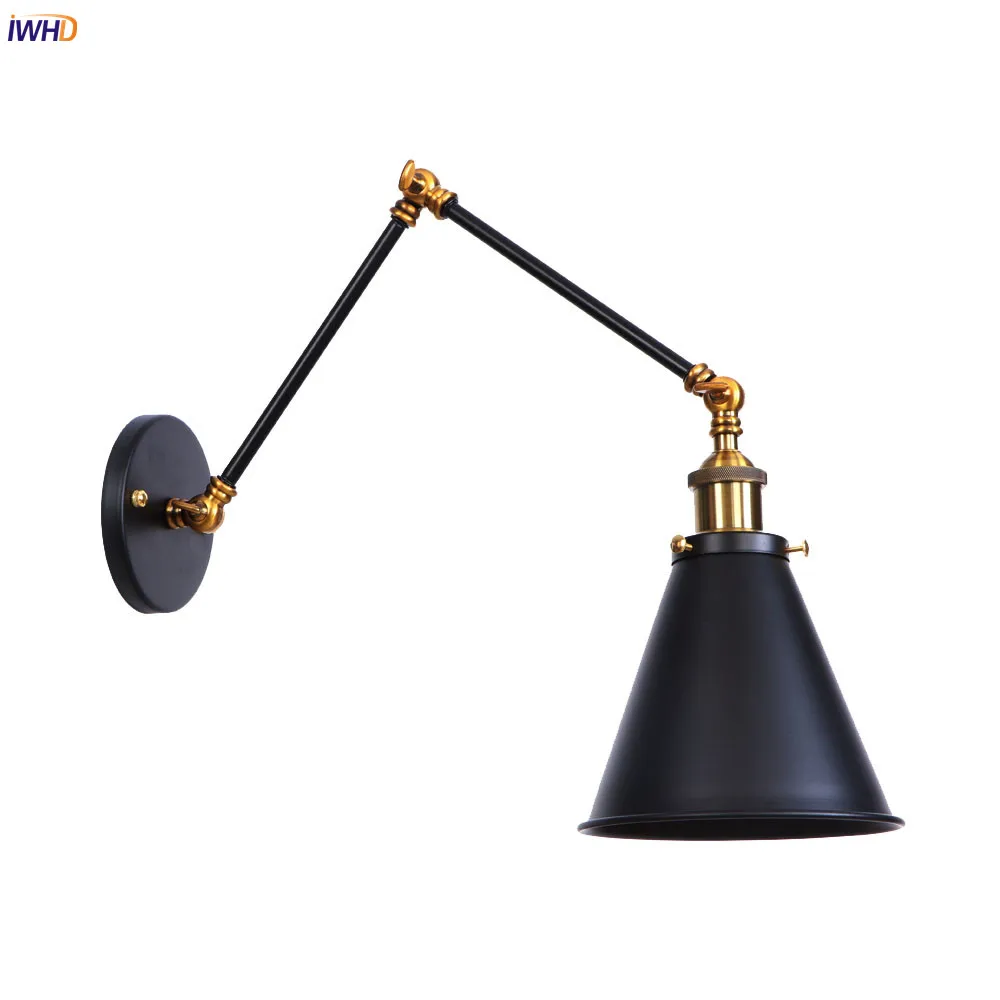 

IWHD Loft Industrial Decor Retro Wall Light Fixtures Stair Hallway Aisle Swing Long Arm Wall Lamp Lights Wandlamp Luminaria LED