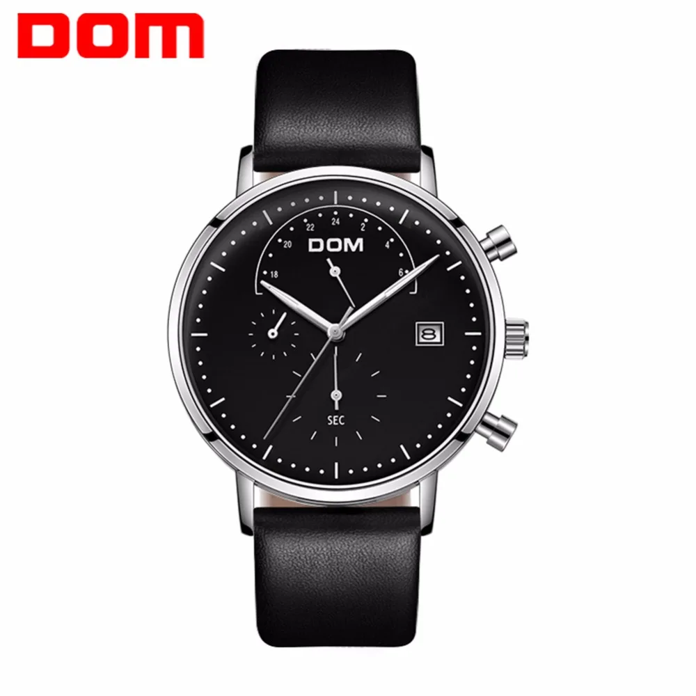 

DOM Men's Watches Waterproof Watch Leather Strap Fashion New Arrival Wrist Watches for Men Quartz Watches Clock Hot Selling
