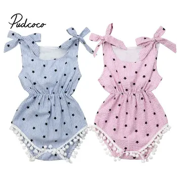 

0-24M Newborn Kids Baby Boy Girls Clothes Summer Sleeveless Striped Romper Tassel Casual Cute lovely Outfits new born Sunsuit