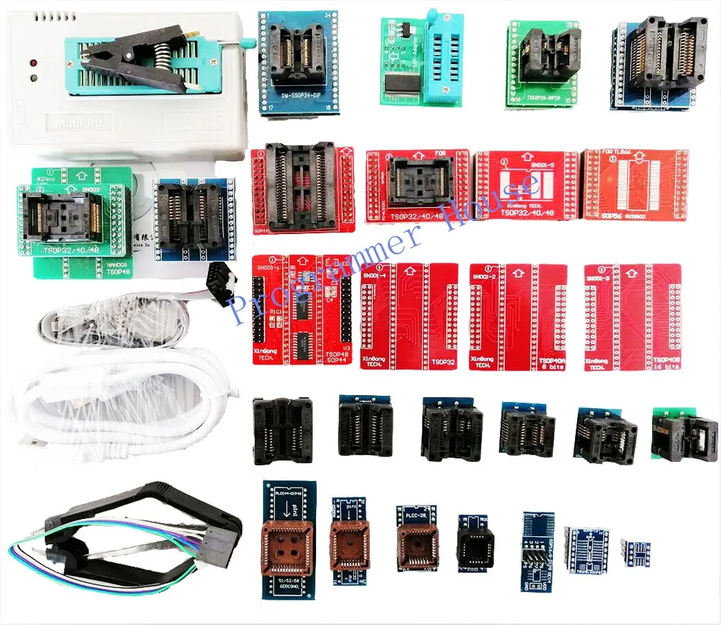 V9.00 TL866II Plus TL866CS и универсальный USB Minipro программист+ 31 адаптер+ тестовый зажим TL866 PIC программист биос - Цвет: II with 31 Adapter