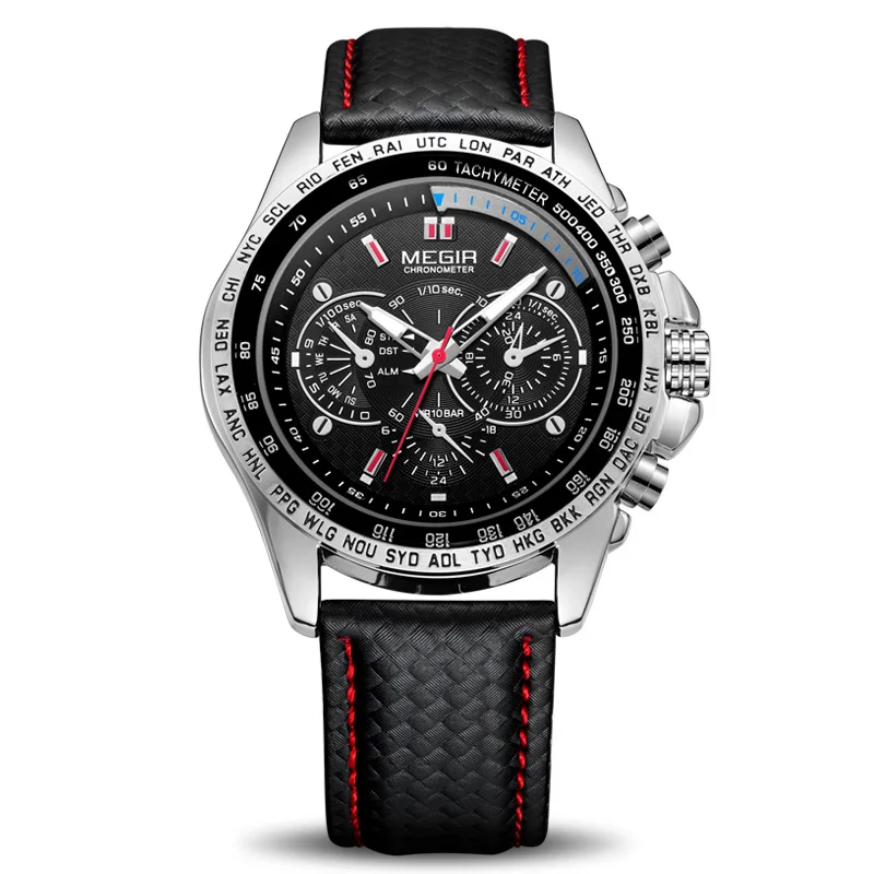 MEGIR военные часы Для мужчин Relogio Masculino Мода Световой армия часы час Водонепроницаемый Для мужчин наручные часы xfcs 1010 - Цвет: Black