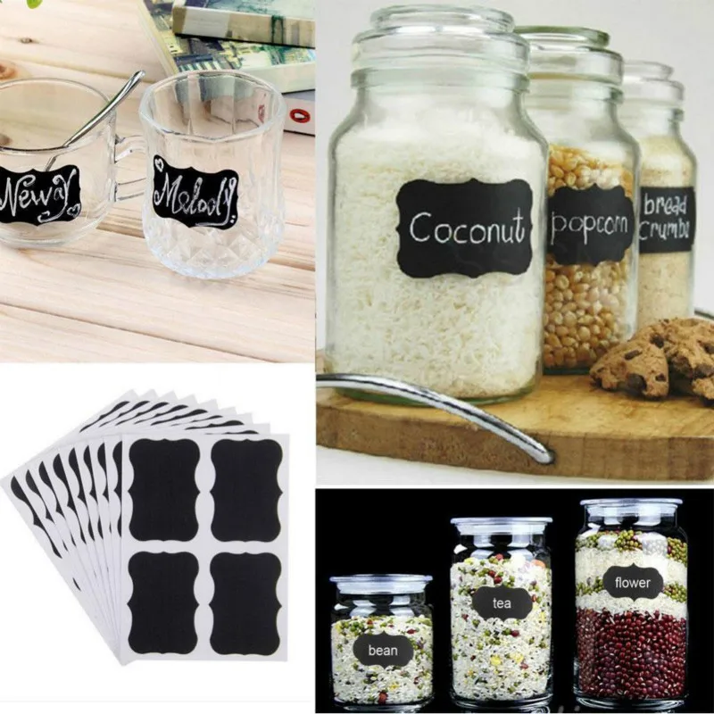

36pcs /pack x Mini Chalk Black Mason Jar Bottle Labels Stickers Chalkboard Pot Mark Note Sticker Muraux