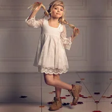 U-SWEAR, г. Новое поступление, платья для девочек, мини-платье с цветочным рисунком для девочек кружевное платье с длинными рукавами и высокой талией, Vestidos Largos De Flores