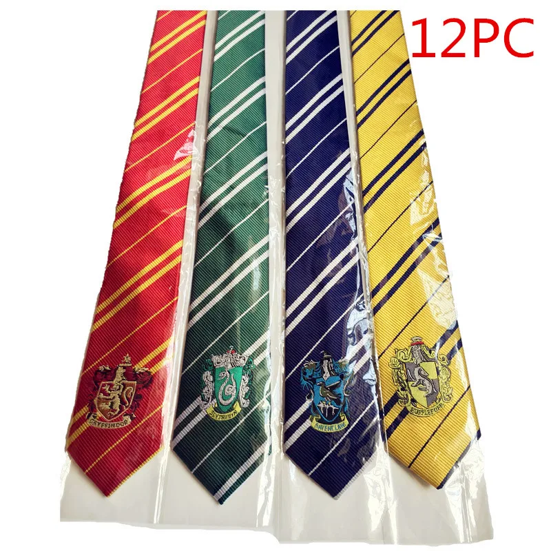 

Wholesale 12 PCS/lot Ties Hogwarts School Hermione Necktie Gryffindor Slytherin Hufflepuff Ravenclaw Tie Granger Cosplay Costume