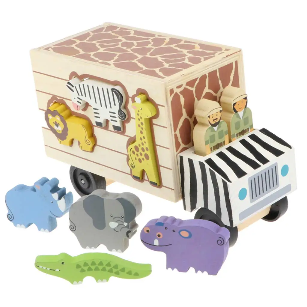 wooden zoo playset