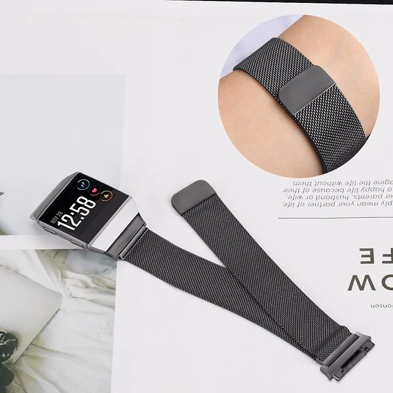 Магнитный смарт-браслет из нержавеющей стали для Fitbit Ionic фитнес-браслет Сменные часы